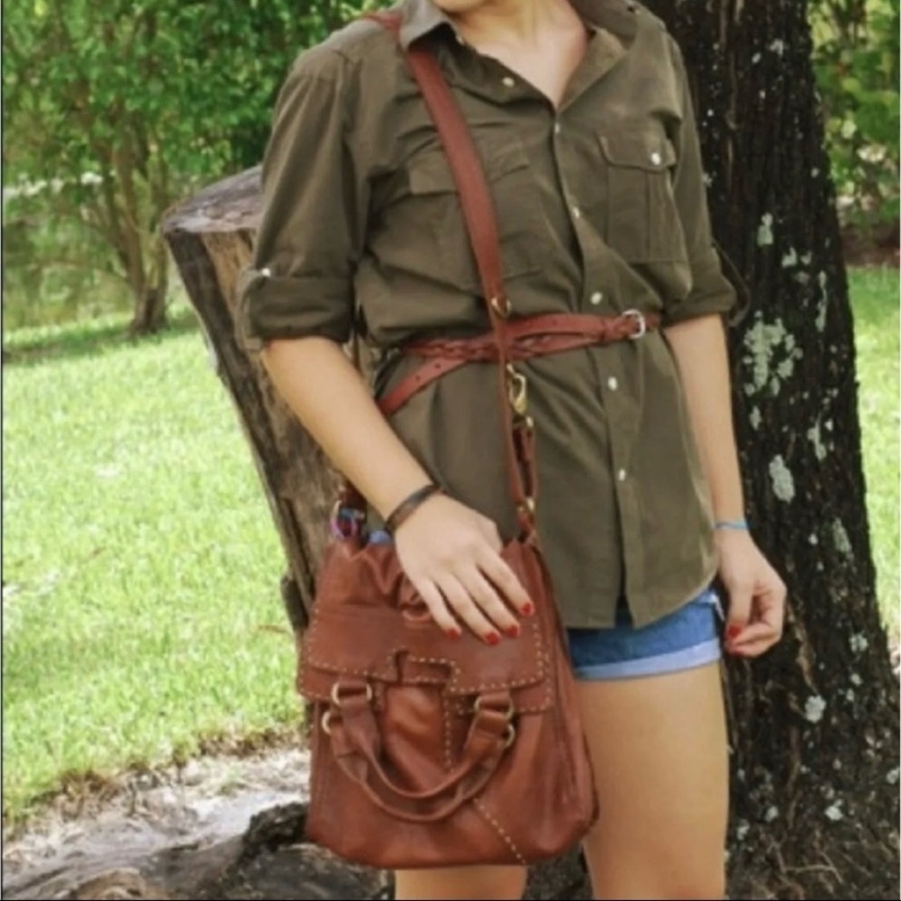 Lucky Brand Abbey Road Brown Leather Messenger Bag